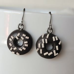 Chocolate Donut Earrings with Sprinkles